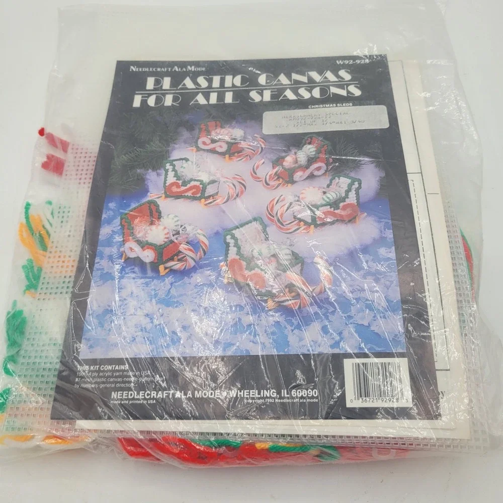 Janlyn Titan Plastic Canvas Kits Santa Sleds Christmas Mixed‎ Lot Of 3